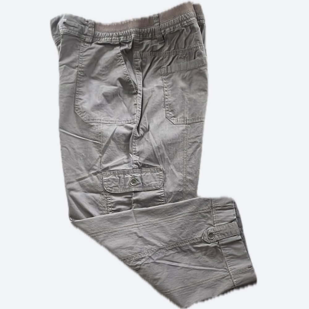George Gray Cotton Stretch Cargo Capri Pants Elastic Waist Pockets Size 14
